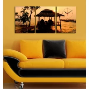 Image of 3P3040CSMOR-5 Multicolor Decorative Canvas Wall Clock (3 Pieces)