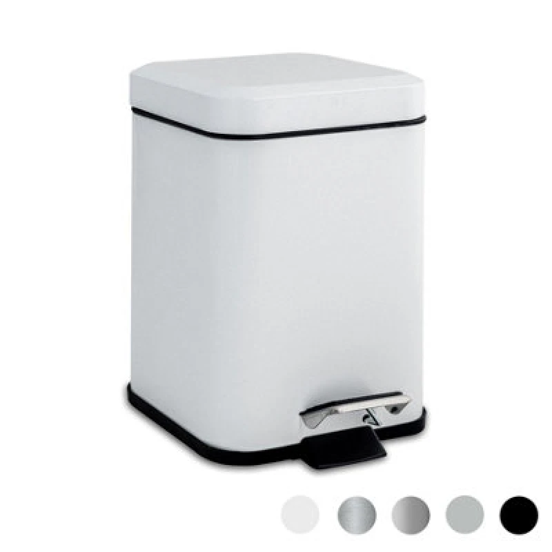Image of Harbour Housewares Bathroom Pedal Bin - 3L - White - Square Stainless Steel Slim Rubbish Dustbin Lid And Inner Liner Bucket
