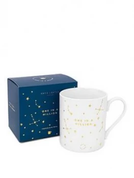 Image of Katie Loxton Porcelain Mug One In A Million White/Gold 9.5 X 8.5 Cm