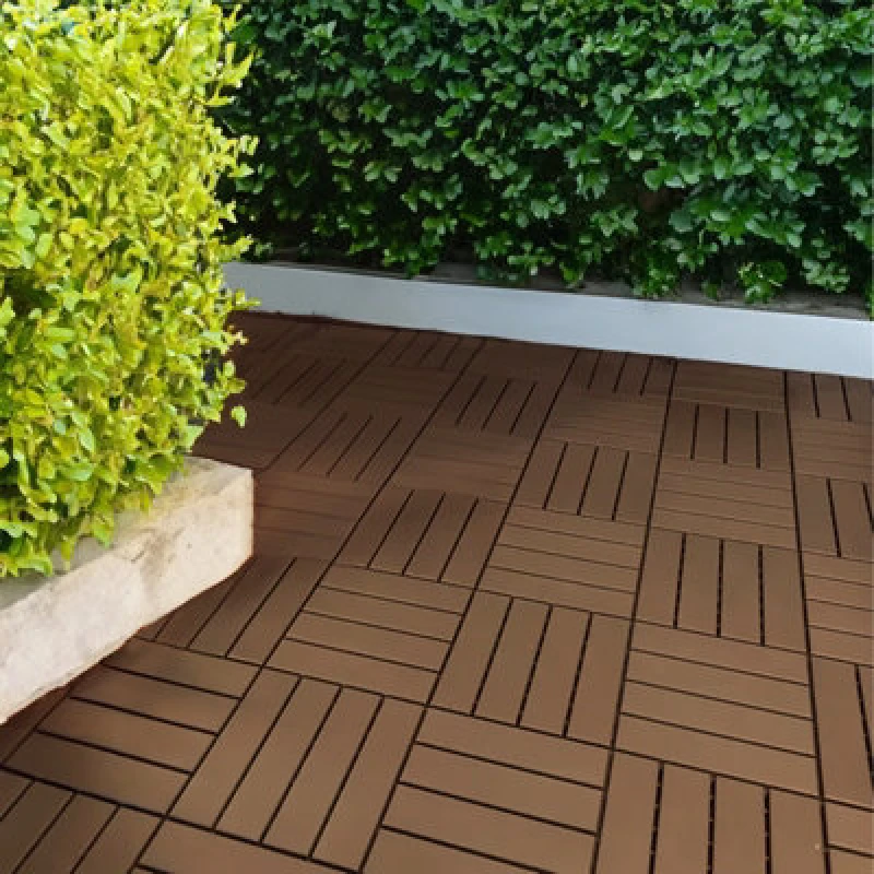 Image of OSeasons Polydeck (Pack Of 12) Woodgrain-Effect 30X30Cm Decking Tiles In Brown
