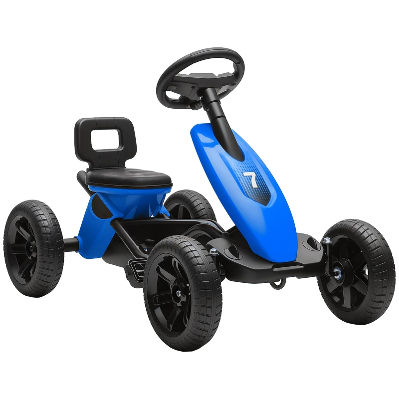 Image of AIYAPLAY Pedal Go-Kart for Kids with Silent EVA Wheels, Metal Frame, Blue 370-397V00BU