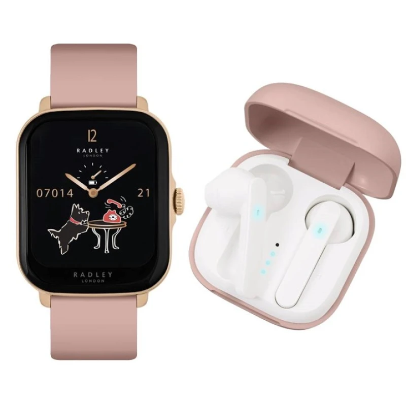Image of Radley Pink Strap Smartwatch and Wireless Earbud Set