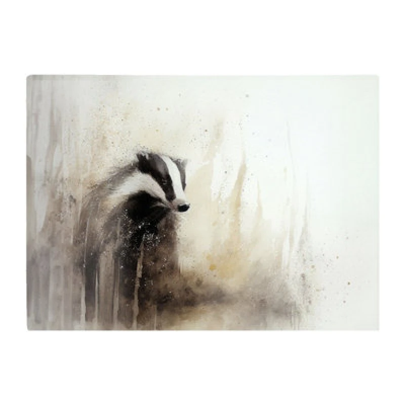Image of Warren Reed Designer Badger Watercolour Glass Chopping Board