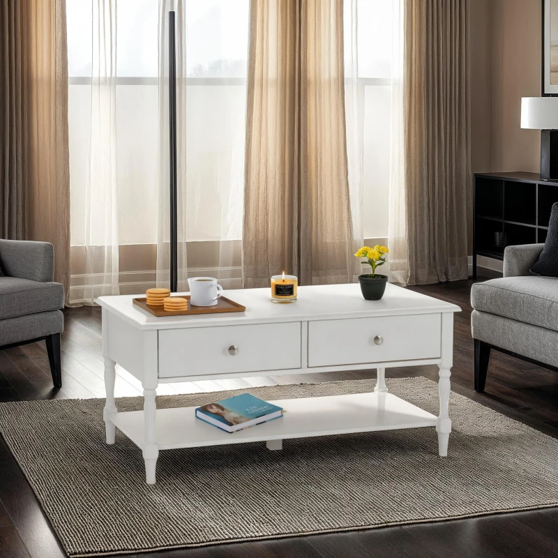 Image of Seconique Stratford 2 Drawer Coffee Table - White 300-301-095