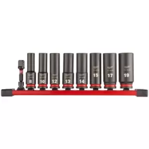 Image of Milwaukee Milwaukee 4932480455 3/8 Shockwave Deep Socket Set (9 Piece) 4932480455