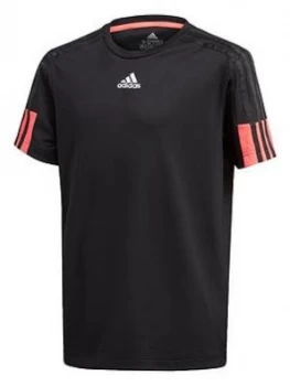 Image of Adidas Boys Aeroready 3-Stripes T-Shirt - Black