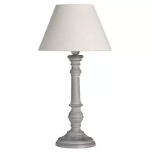 Image of Grey Washed Wood Table Lamp with Natural Shade