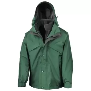 Image of Result Mens 3 In 1 Zip And Clip StormDri Waterproof Windproof Jacket (S) (Bottle Green)