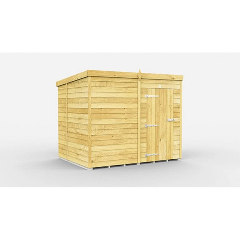 Image of Buttercup Farm 8 x 6 Feet Pent Shed - Single Door W/O Windows - L178 x W243 x H201cm in Brown Brown Unisex