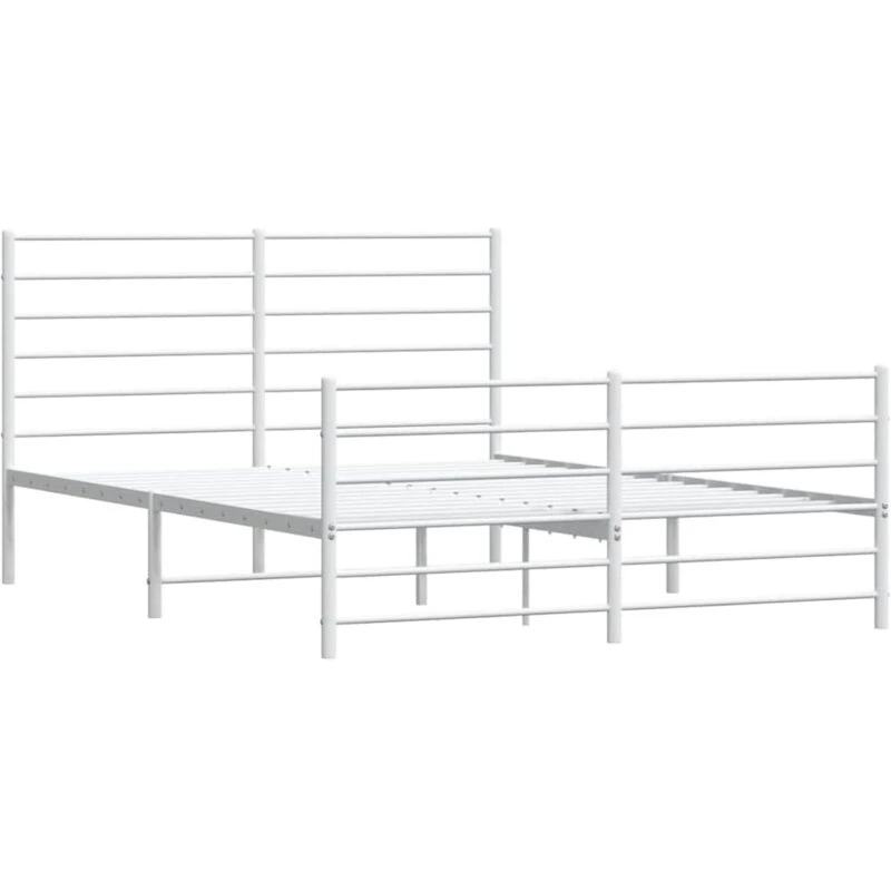 Image of JINLEFU Metal Bed Frame without Mattress with Footboard White 150x200cm vidaXL JRVDZX-352388_DE