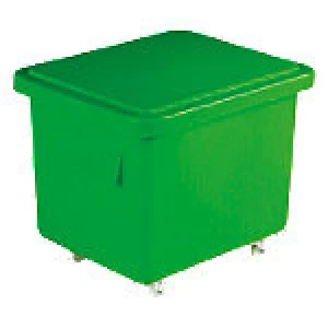 Image of Slingsby mini mobile plastic container with close-fitting lid - 50kg capacity - green