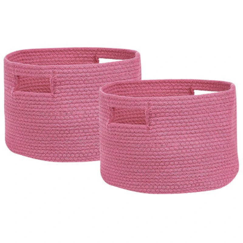Image of Beliani Set Of 2 Baskets Chiniot Cotton Fuchsia Pink