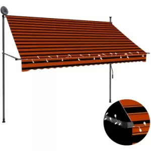 Image of Vidaxl - Manual Retractable Awning with LED 250cm Orange and Brown Multicolour