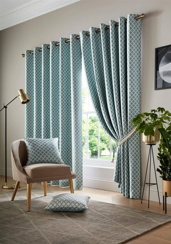 Image of Alan Symonds - Cotswold Fully Lined Eyelet Ring Top Curtains Silver 90x72 (229x183cm) - Silver AS318