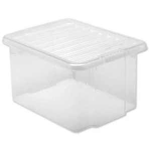 Image of 5 Star Office Storage Box Plastic with Lid Stackable 35 Litre Clear
