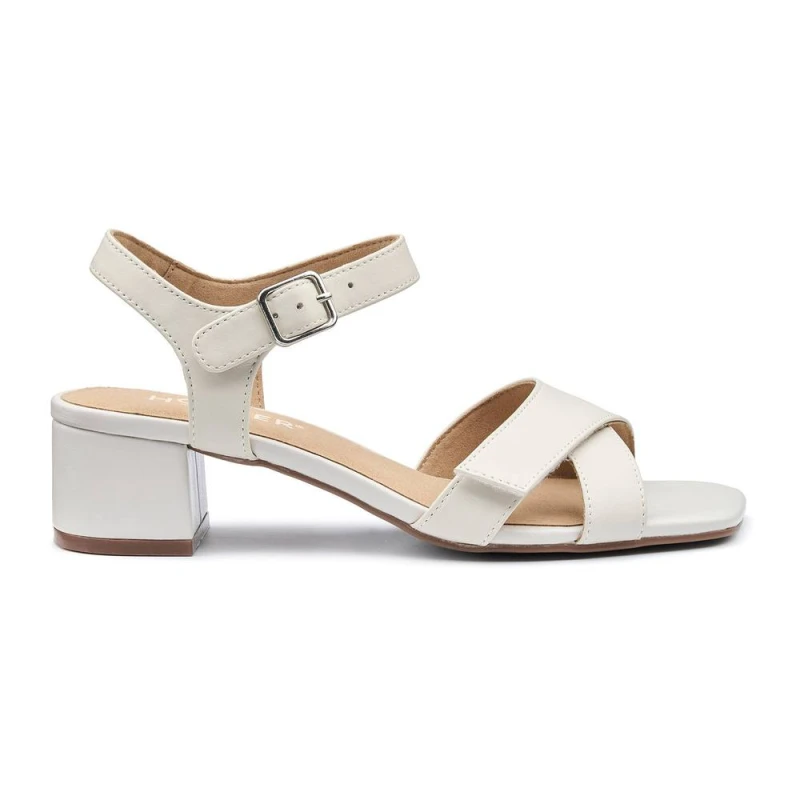 Image of Hotter Womens 'Riviera' Block Heel Sandals in Off-White Size: 3 Off-White Female 3