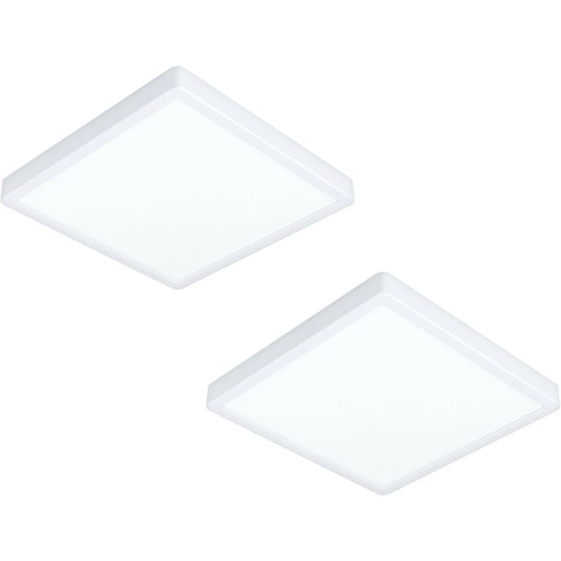 Image of Loops 2 PACK Wall Flush Ceiling Light White Shade Square White Plastic LED 20W Incl White