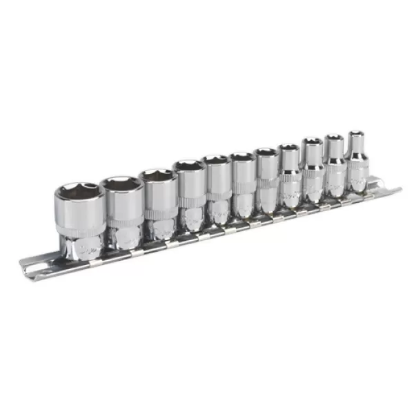 Image of Genuine SEALEY AK2670 Socket Set 11pc 1/4Sq Drive 6pt WallDrive® Imperial
