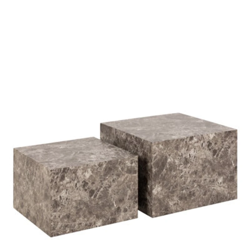 Image of Furniture To Go Dice Square Coffee Table Set In Light Brown Emperador Rough Paper