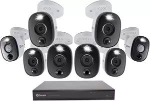 Image of Swann CCTV System - 16 Channel 1080p DVR with 8 x 1080p Warning Light Bullet Cameras & 2TB HDD - works with Google Assi