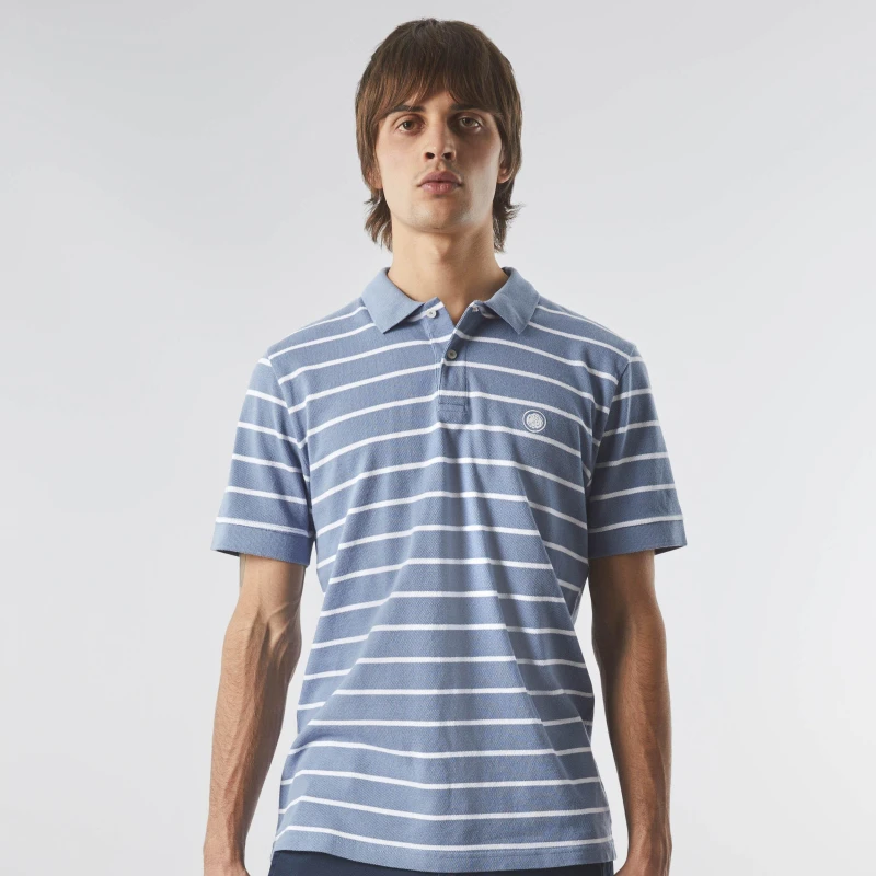 Image of Pretty Green Orion Striped Polo Shirt - Blue Blue XS