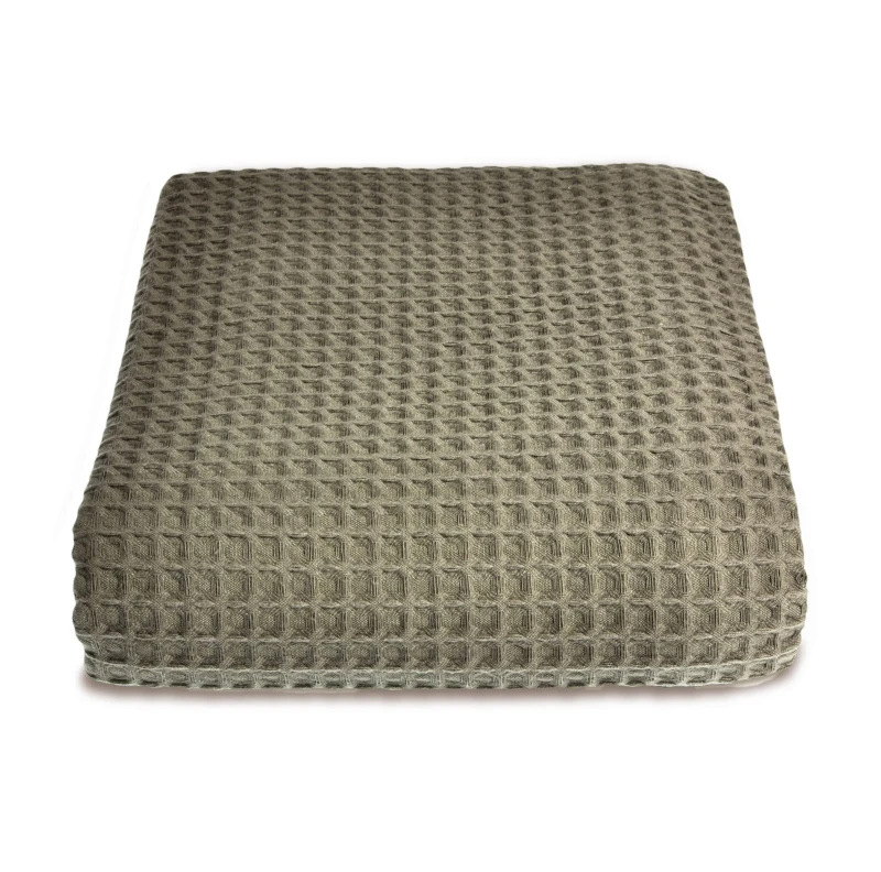 Image of Allure Bath Fashions Luxury Hotel Waffle Throw Blanket Bedspread - 100% Cotton in Khaki Size: Extra Large Khaki Unisex Extra Large