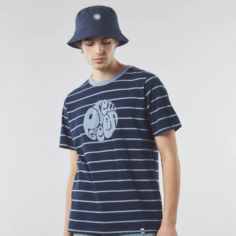 Image of Pretty Green Capella Stripe T-Shirt - Blue Blue XS