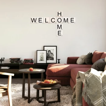 Image of Scrabble Set - 13 Black White Decorative Wooden Wall Accessory