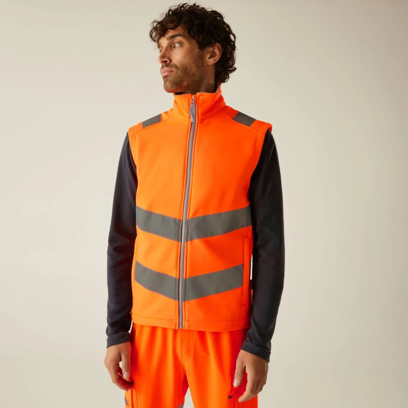 Image of Regatta Mens Hi-Vis Pro Contract Ablaze Softshell Bodywar Orange male S