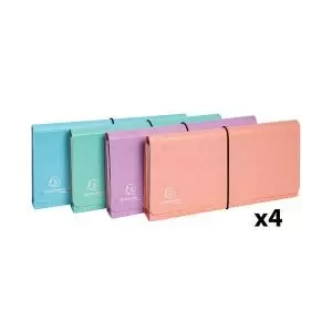 Image of Exacompta Aquarel Expanding Pocket Organiser 26x13cm Assorted Pack of