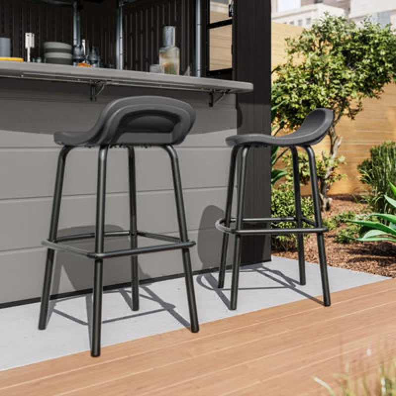 Image of Suncast Outdoor Bar Stool Set - Pack of 2, Grey BMBS2PK