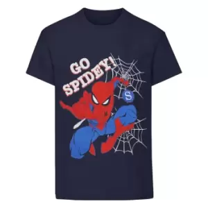 Image of Spider-Man Boys Go Spidey T-Shirt (9-11 Years) (Navy)