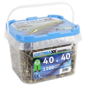 Image of Optimaxx Pz Countersunk Zinc & Yellow Passivated Double Reinforced Woodscrew Maxxtub - 4 X 40mm Pack Of 1200