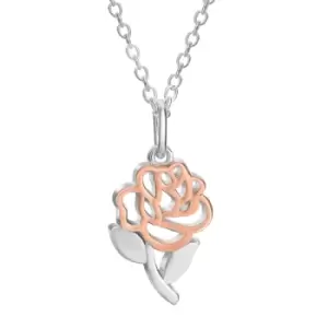 Image of Disney Princess Rose shaped Sterling Silver and Rose Gold Cut Through Necklace N900530TL-18.PH