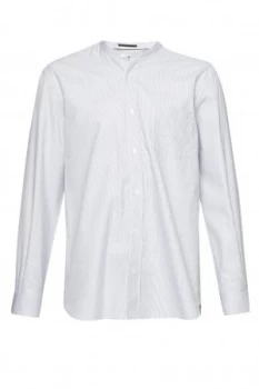 Image of Mens French Connection Como Mouline City Stripe Shirt Light Grey Marl