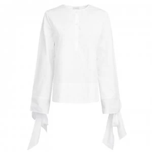 Image of By Malene Birger Cotton Tie Blouse - White 090