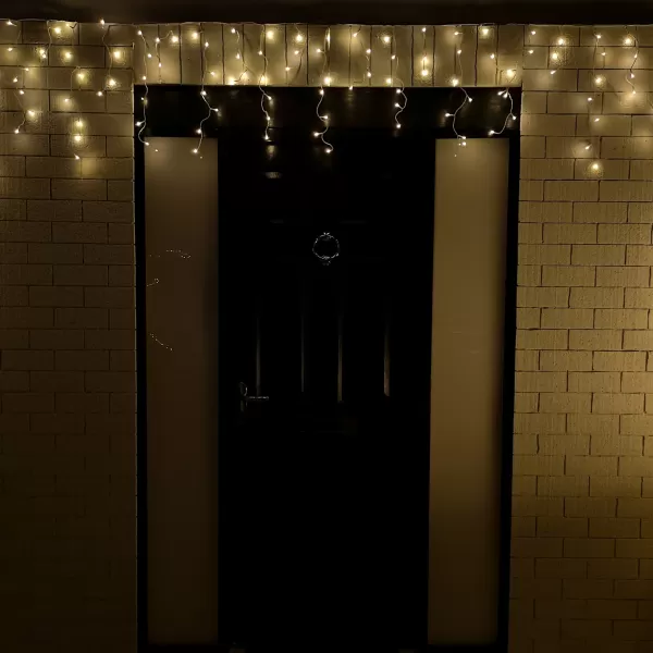 Image of 5.1m 260 Warm White LED Frosted Icicle Indoor Outdoor Christmas Lights with Timer