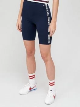Image of Tommy Jeans Fitted Branded Cycling Short - Navy, Size S, Women