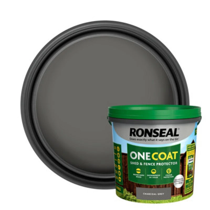 Image of Ronseal One Coat Shed & Fence Protector 5L in Charcoal Grey KCB.8174503.10800.81