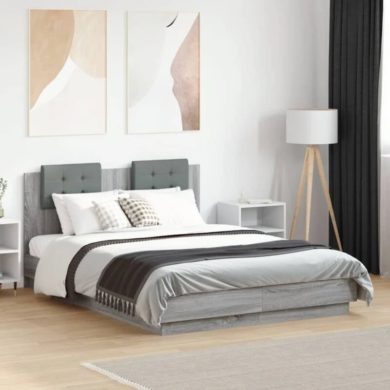 Image of VIDAXL Bed Frame without Mattress Grey Sonoma 120x190cm Small Double Vidaxl 3209966