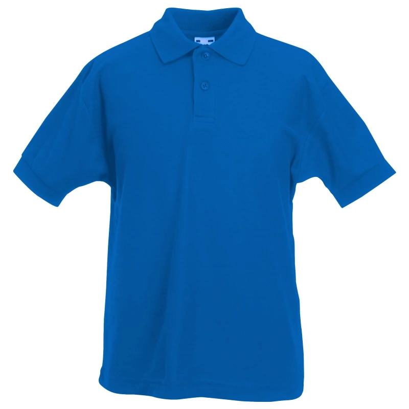 Image of Fruit of the Loom 65 35 Pique Polo Shirt Pack of 2 in Royal Size: 12-13 Years Royal Unisex 12-13 Years