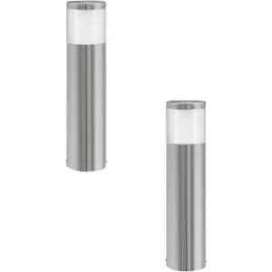Image of 2 PACK IP44 Outdoor Pedestal Light Stainless Steel 3.7W LED Wall Post Lamp