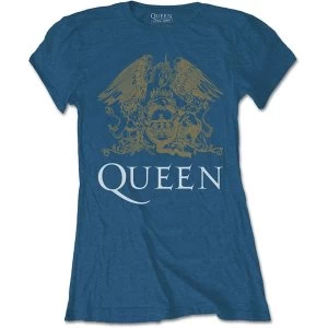 Image of Queen - Crest Womens Medium T-Shirt - Indigo Blue