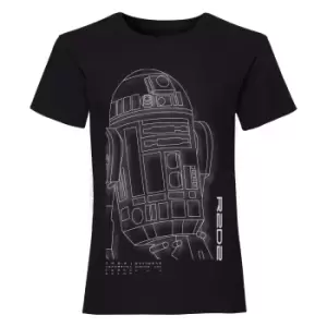 Image of Star Wars Girls R2-D2 T-Shirt (9-11 Years) (Black)