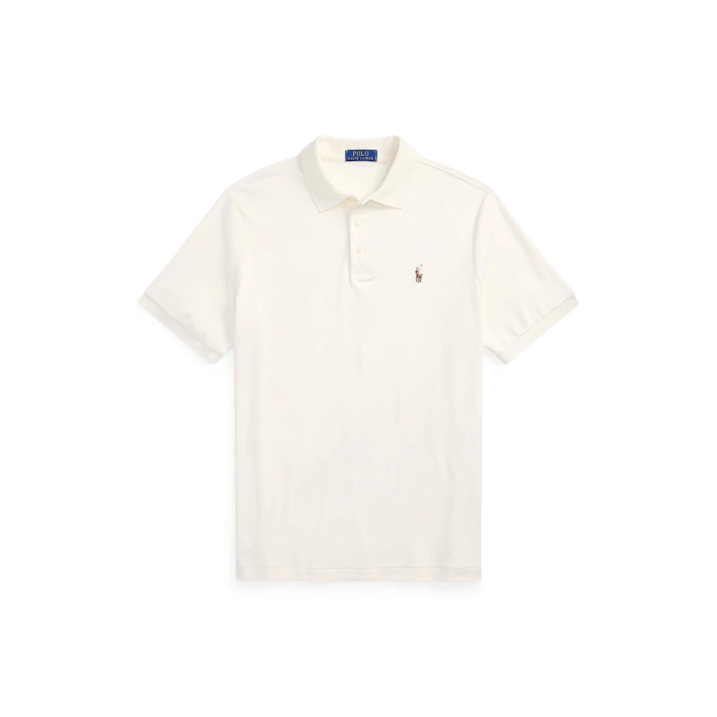 Image of Polo Ralph Lauren Mens Slim Fit Short Sleeve Polo Shirt Pale Cream male 2XL
