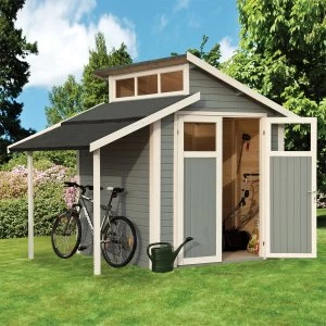 Image of Rowlinson 7 x 10 Skylight shed with Lean-To - Painted Light Grey