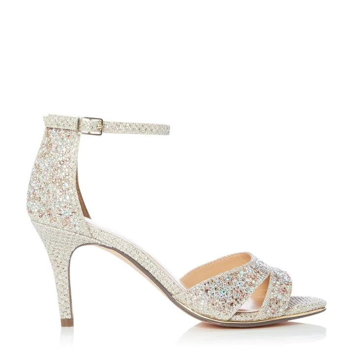 Image of Roland Cartier Light Gold 'Minniie' Stiletto Heel Ankle Strap Sandals - 8