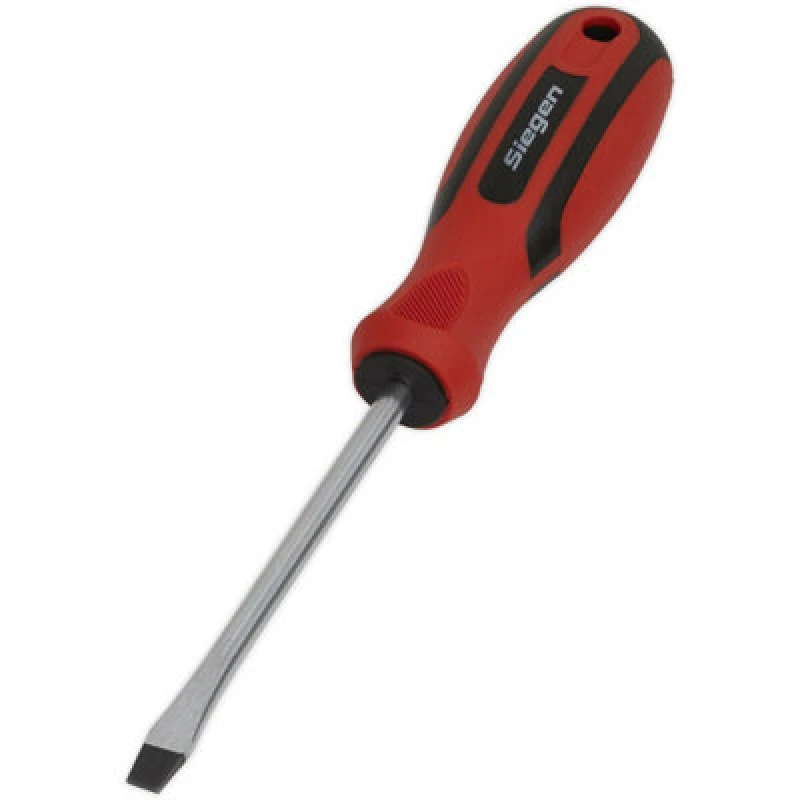 Image of Loops Slotted 6 x 100mm Screwdriver with Soft Grip Handle - Chrome Vanadium Shaft Multi