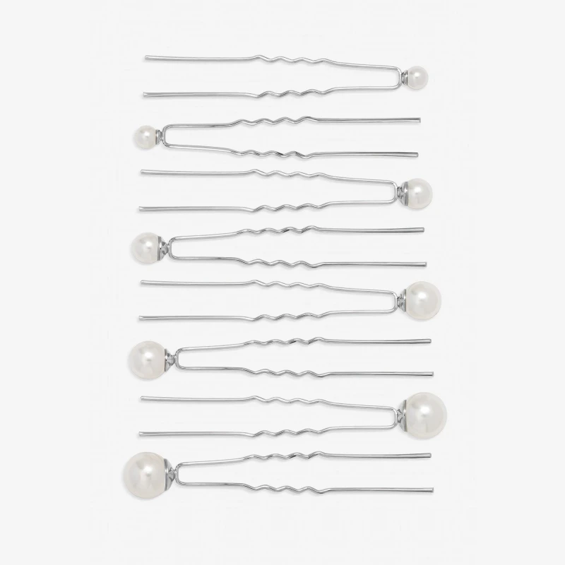 Image of Jon Richard Silver Plated Pearl Pins Silver female One Size