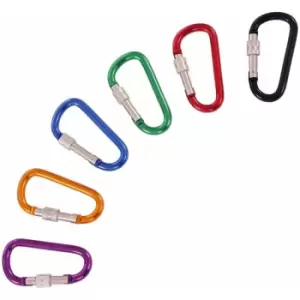 Image of Oypla - Set of 6 Multi-coloured Hiking Camping Carabiner D-Ring Clip Key Ring Hook